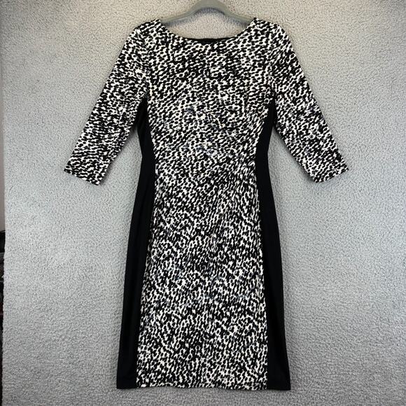 Lauren Ralph Lauren Dress 8 Mob Wife Animal Print Side Ruched Stretchy Sheath - Picture 2 of 10